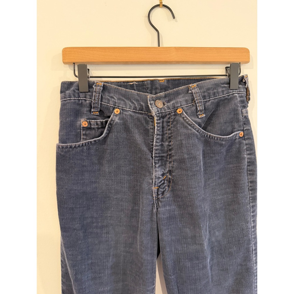 Vintage Levis 716 Student Orange Tab Corduroy Pants Navy Blue Talon 42 Zip 29x32 - Picture 1 of 9